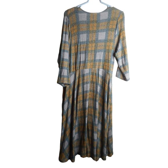Torrid Sz 1 Outlander Tartan Plaid Faux Wrap Dress Green Grey Rayon Blend - Picture 4 of 7